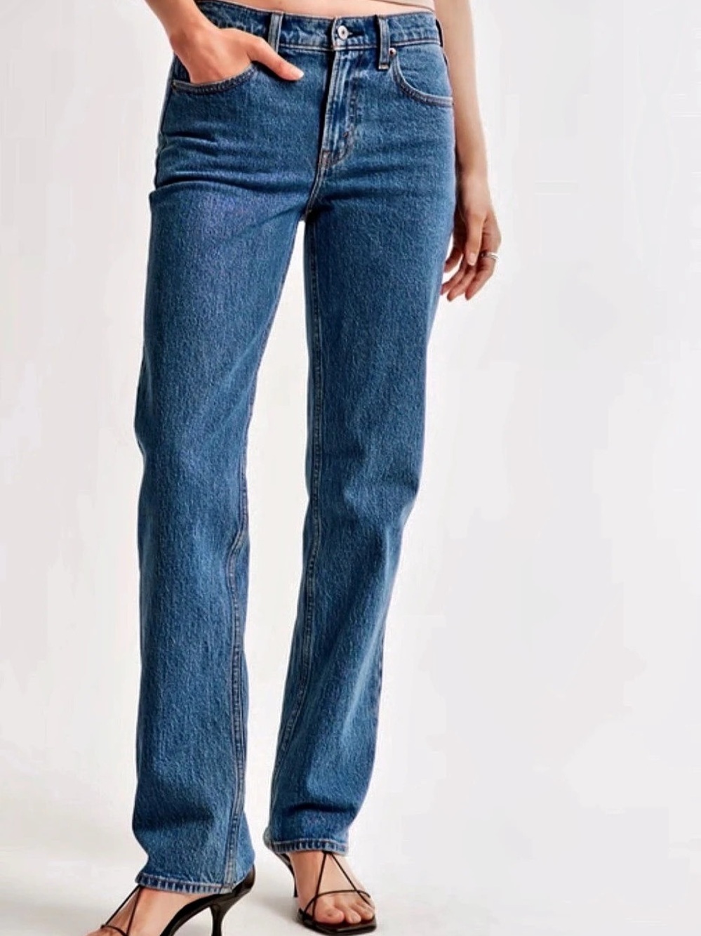 Abercrombie & Fitch Mid Rise Straight Jean Blue Waist 33 (16)